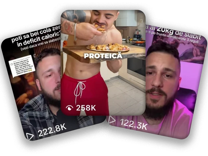 Trei clipuri editate de mine, cu 222,8K, 258K și 122,3K de vizualizări